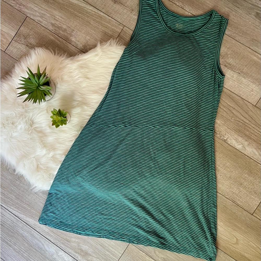 CARVE DESIGNS | Blue Striped Midi Asymmetrical Dress (XL)